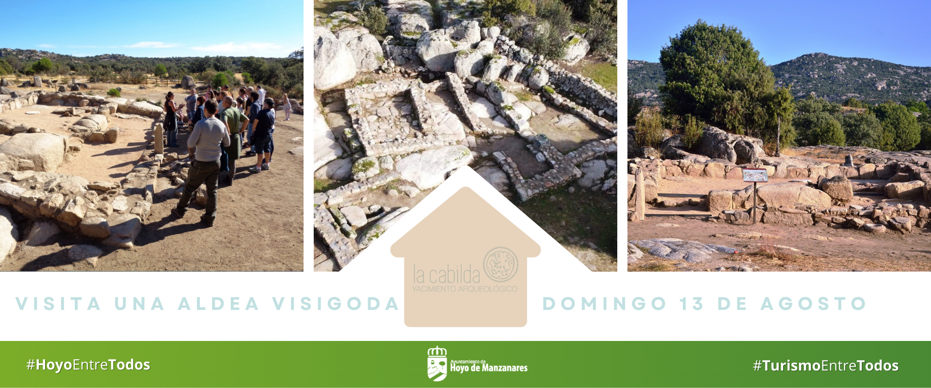 Mosaico de tres imágenes diferentes de las infraestructuras halladas en la aldea visigoda de La Cabilda